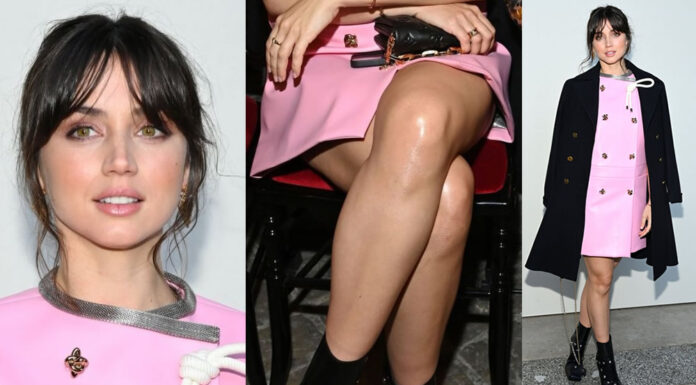 Ana De Armas in Crossed Legs at Louis Vuitton Show at Paris Fashion Week